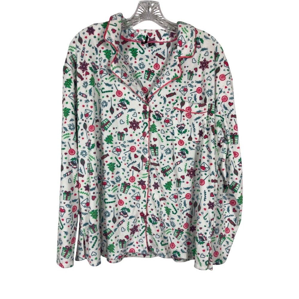 Christmas Pajama Top By Kensie Womens Size XL 100% Polyester Festive Print